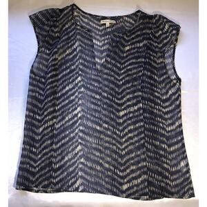 Broadway & Broome Blouse Silk Sleeveles Semi Sheer V Neck Brown Black Size XS
